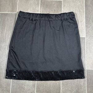 Envy Me Womens Black Sequin Hem Mini Skirt Elastic Waist Size S Party Night Out‎